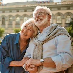 a mature couple enjoying a stroll together